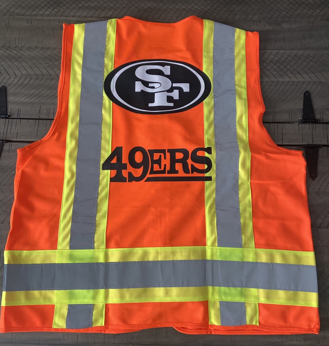SAN FRANSICO 49ERS ORANGE REFLECTIVE SAFETY VEST W/WHITE SAN FRANSICO 49ERS ORANGE REFLECTIVE SAFETY VEST W/WHITE