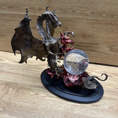 Franklin Mint Bronze Dragon of Destiny Crystal Ball Statue By Julie Bell Rare