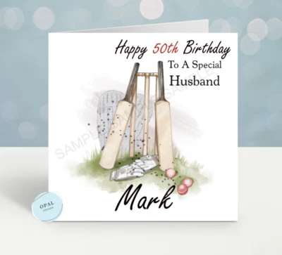 Personalised Birthday card Cricket Men's Boys Son Husband Grandson Friend