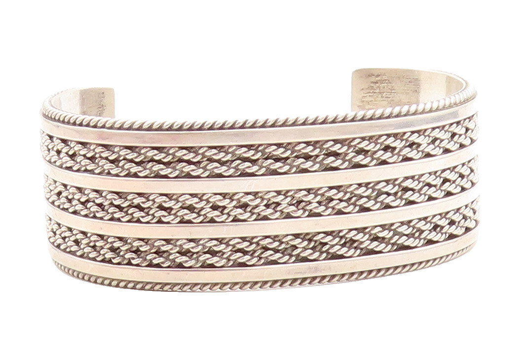 TAHE 925 NAVAJO Sterling Silver Vintage Shiny Rope T… - Gem