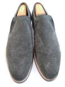 ALLEN EDMONDS Suede Brogue Lucca Slip On in Anthracite Size 8 1/2 D $395 Allen edmonds  main image 2