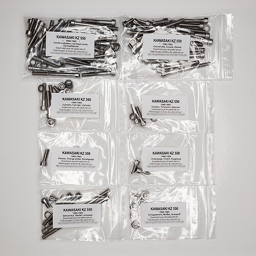 Kit tornillos allen motor Kawasaki KZ550 Z550 1980 1981 1982 1983 inox