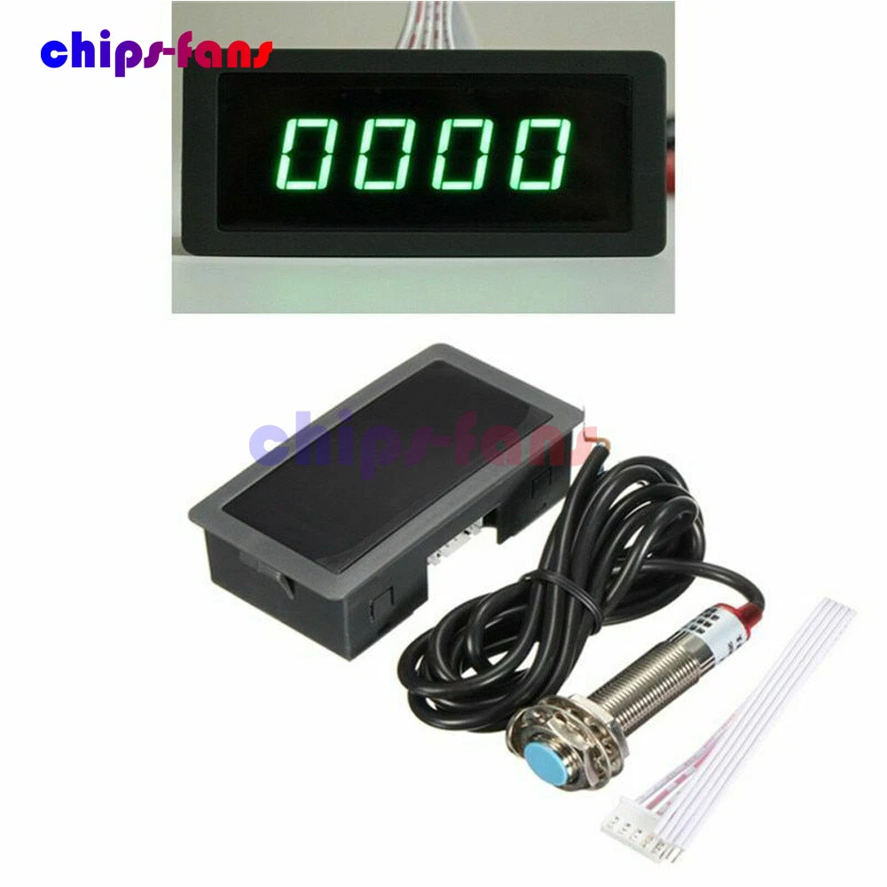 Sensor Interruptor de Proximidad Digital 4 Dígitos 0.56" LED RPM Tacómetro Contador Hall
