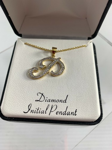 Letter P Initial Pendant Gold Tone Rhinestones Bling 18" Long Necklace - Picture 2 of 10