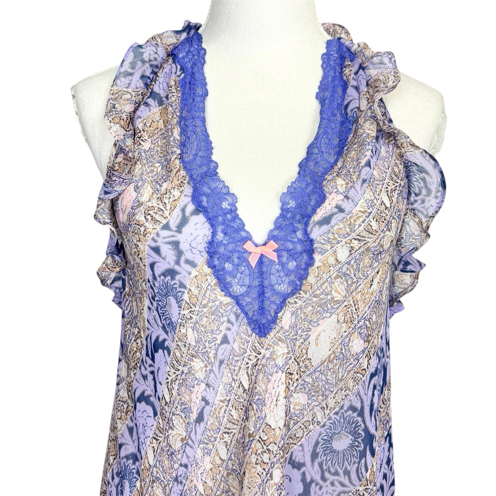 UNDERCOVER Maxi Abito Babydoll Asimmetrico Victoria’s Secret Taglia M Scollo a V Pizzo Trasparente