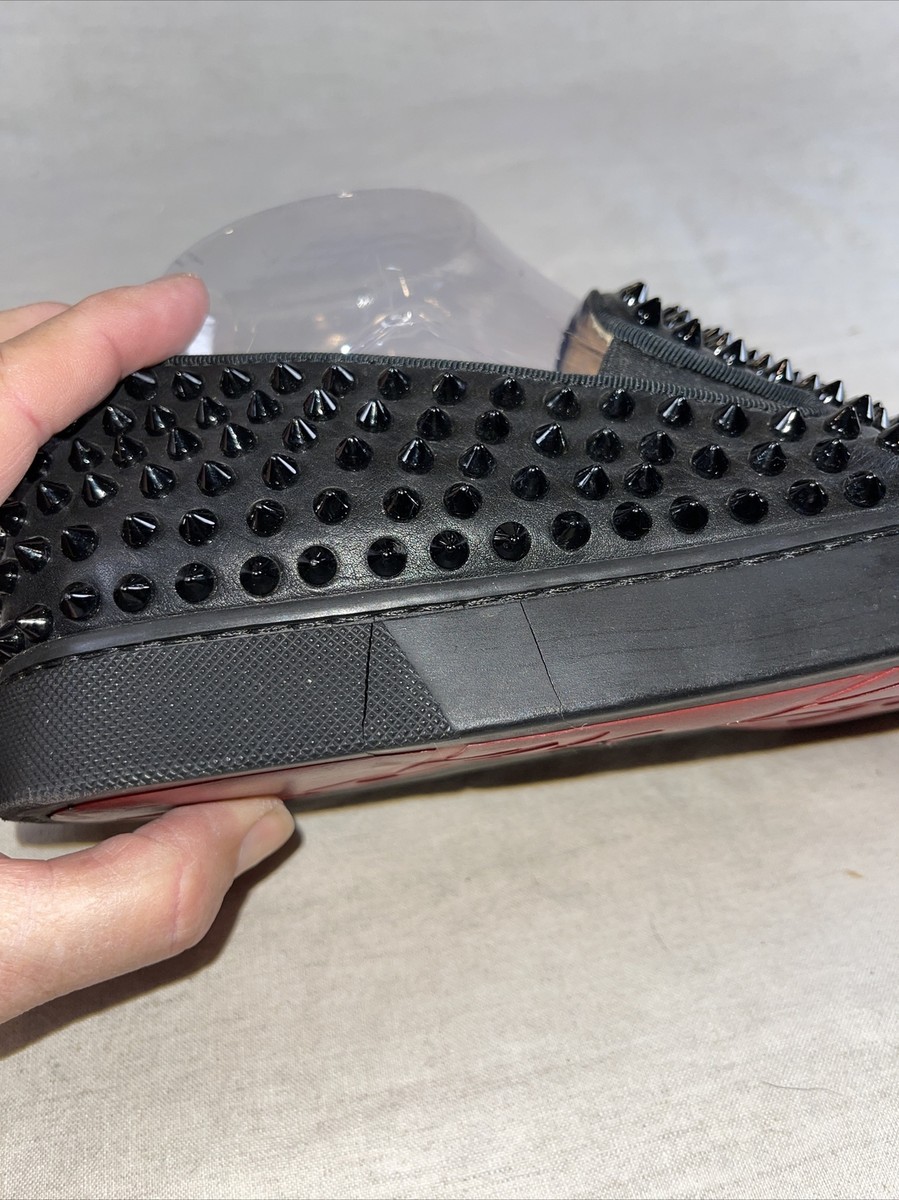 CHRISTIAN LOUBOUTIN Black Roller Boat Spiked Slip On