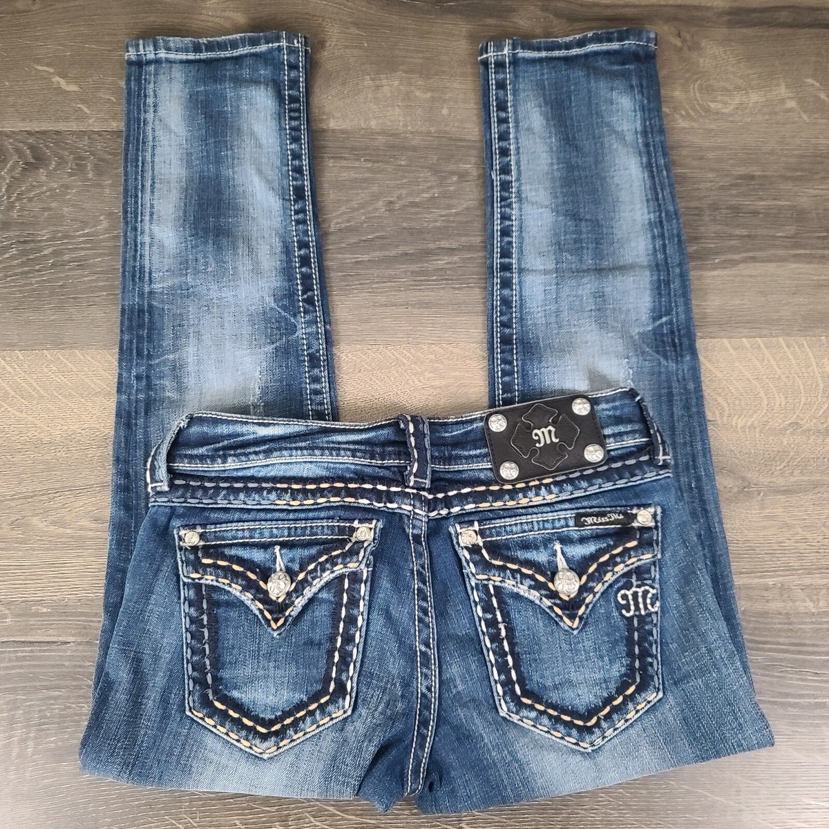 Miss Me Jeans Womens Sz 26 Signature Cropped Embroidered Denim