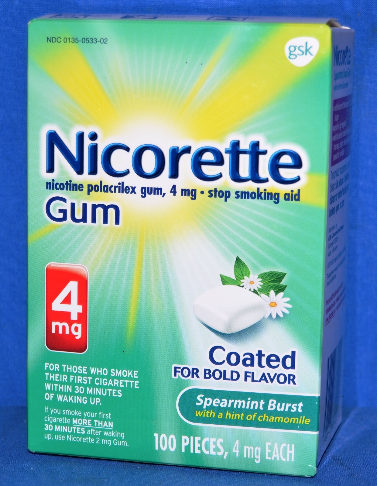 Nicorette Spearmint Burst Nicotine Gum 4mg 100 Count 307667780000 eBay