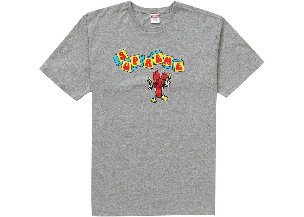 Supreme SS19 Dynamite Tee Heather Grey Size M New | eBay