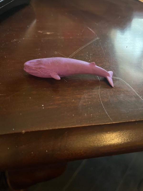 Pencil Topper purple whale 4 inches rubber