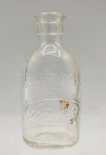 c.1940s Doll-E-Toy Amsco Miniature Clear Glass Baby Bottle 3" H