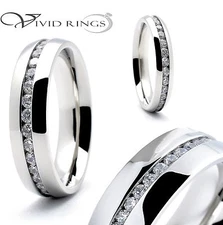 Stainless Steel Eternity Ring CZ Band 4mm 6mm 8mm Size 4 to 13.5