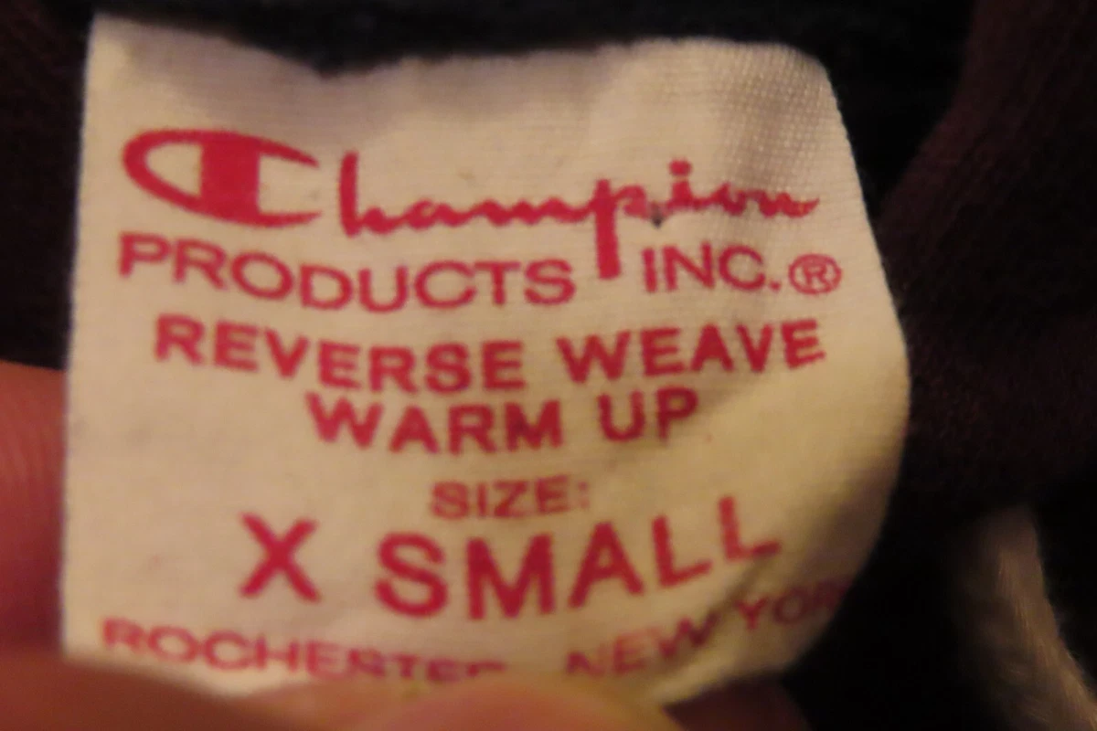 Vintage CHAMPION Reverse Weave ROCHESTER Label (XS) Warm-Up Hooded