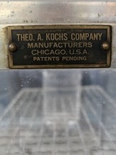 1930's Theo. A. Koch's Barber Shop Glass Sterilizer Cabinet