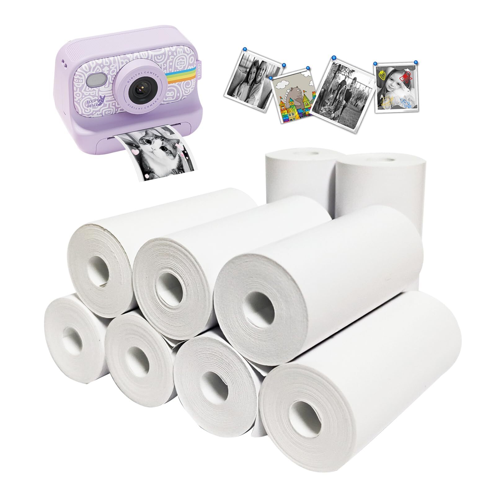 Kids Instant Camera Refill Print Paper 9 Rolls - Photo Printer Thermal Paper ...-image