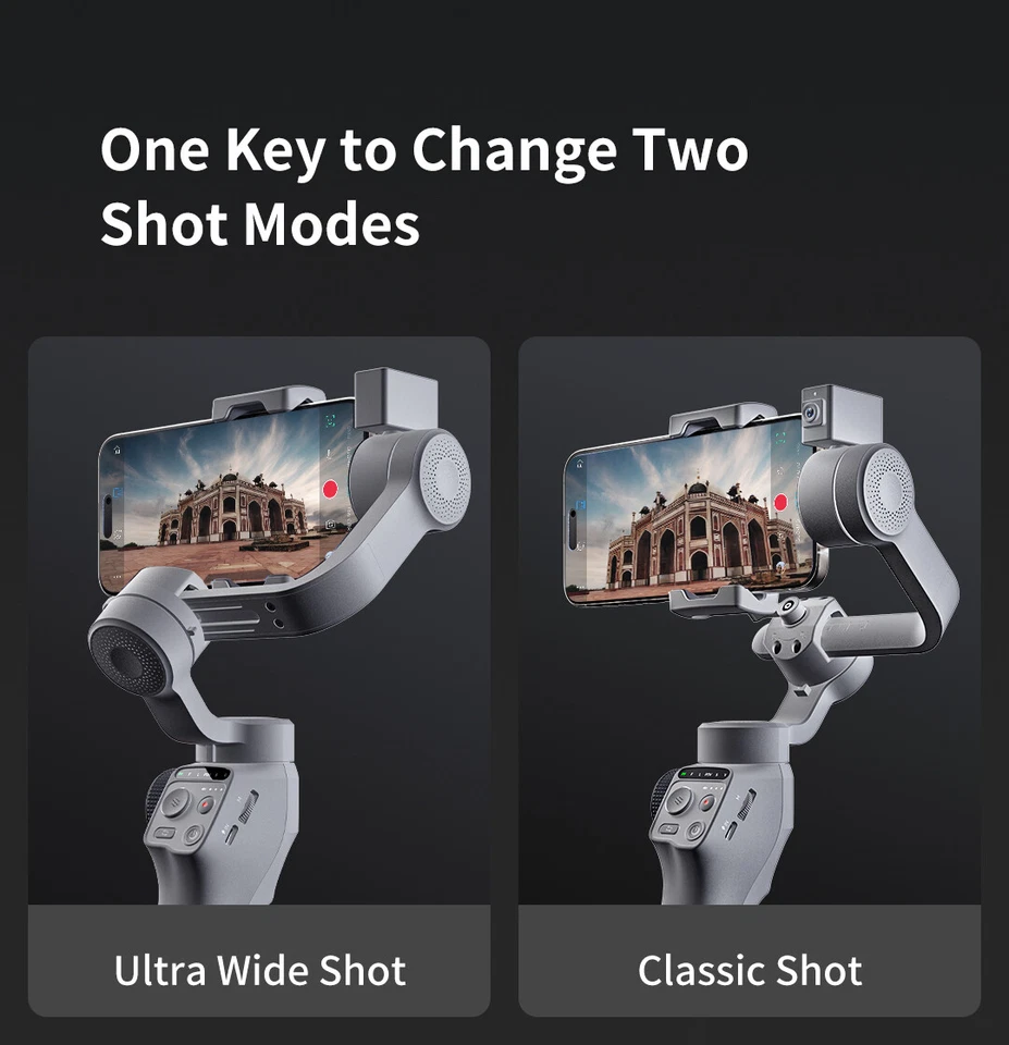 3-осевой карданный стабилизатор TOALLIN для iPhone Android |отслеживание искусственного интеллекта|управление жестами - Изображение 3 из 4