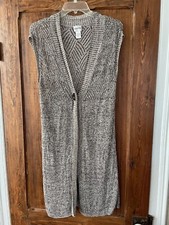 Chicos Brown Heather Knit Sweater Vest Duster Size Large