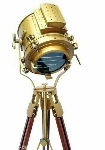 Spotlight Stehlampe Suchscheinwerfer mit Stativ Antik Studio Hollywood - Bild 1 von 4