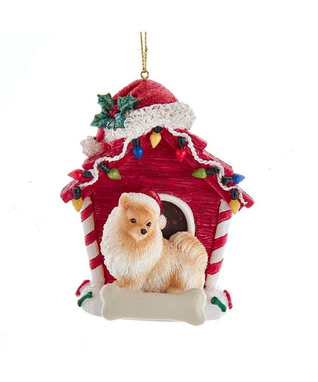 Pomeranian Christmas Dog House Holiday Ornament for Tree Decor