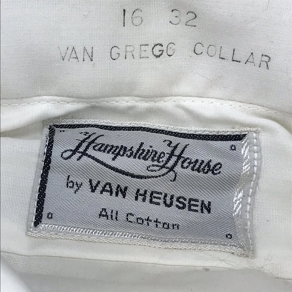 Van Heusen Hampton House 复古 Tux 衬衫 16 32 Van Gregg 领白色棉 — 第 4/4 张图片