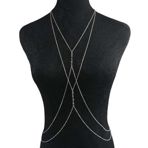 TFJ Women Metal Body Chain Harness Bikini Fashion Jewelry Long Necklace LOVE Charm Pendant Gold