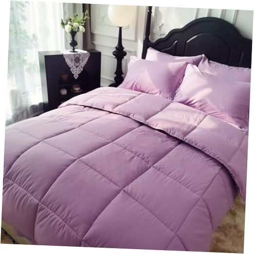 Comforter Set Bed in a Bag 7 Pieces, All Season Lightweight Queen Lavender-image