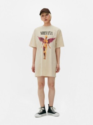 nirvana oversized t shirt dress Black Tall Nirvana License T-shirt Dress