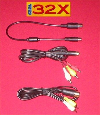Sega 32X AV TV Cable & Link Data Cable Set for Sega Genesis 1 Console System NEW