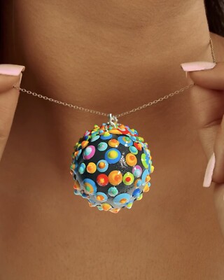 Color Pop Necklace Pendant               1in-Sphere- (Black)