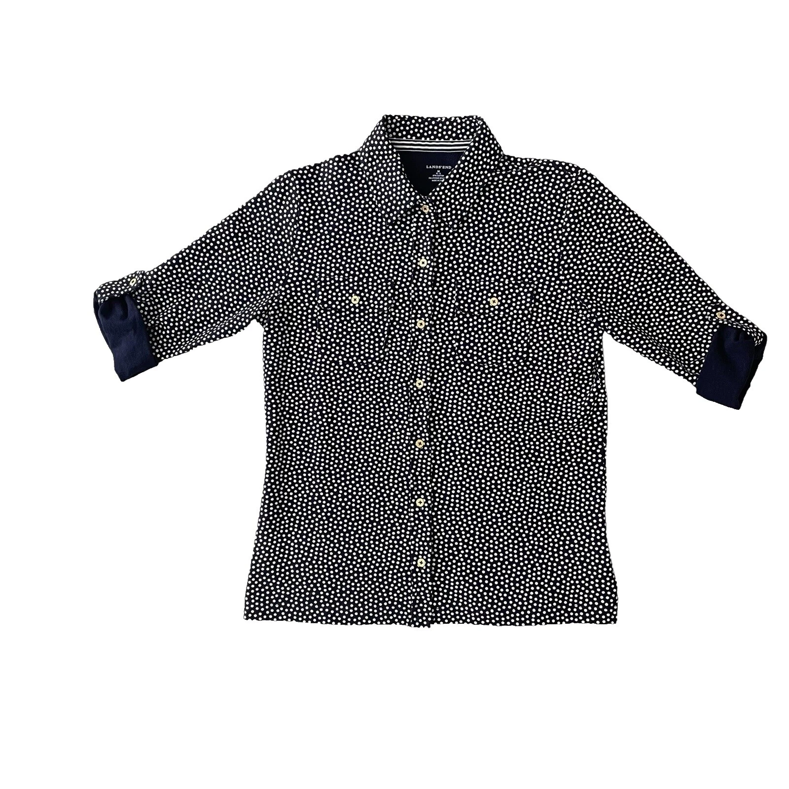 Lands 'End Blusa Lunares Algodón para Mujeres