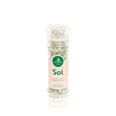 Solana Nin - Meersalz - mit Knoblauch und Petersilie - Salzmühle - 2x100g