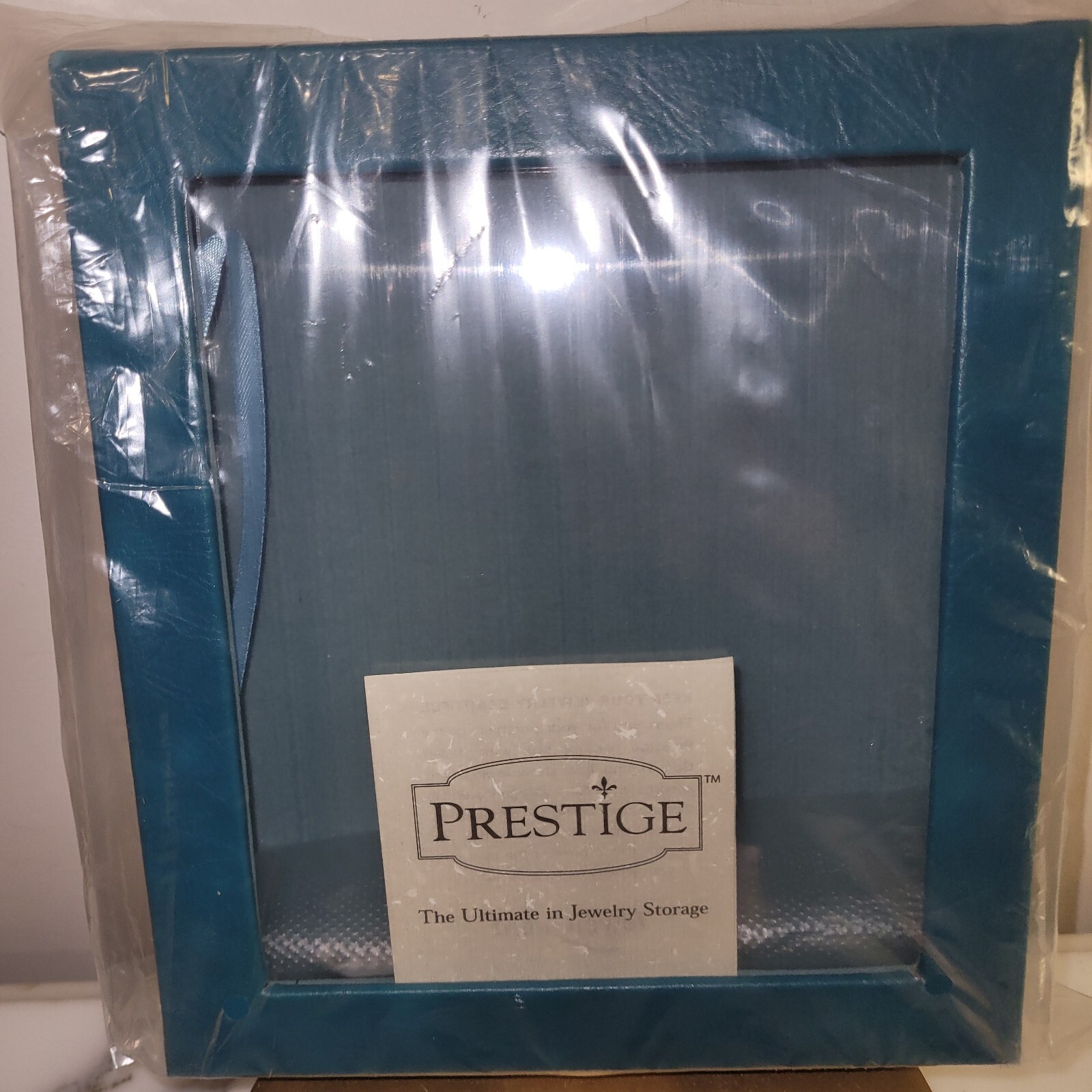 Prestige HSN Jewelry Storage Box TEAL AntiTarnish 8.5x7.5" Faux