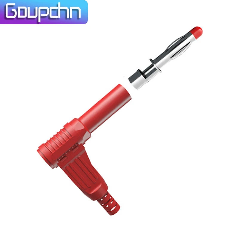 10 STCK. Rechter Winkel 4 mm Ummantelter Bananenstecker Kupfer Lötzinn Typ Zum Selbermachen Steckverbinder 32A - Bild 3 von 4