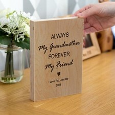 Personalised Engraved Wooden Block Custom Name Grand Mother Granny Birthday Gift
