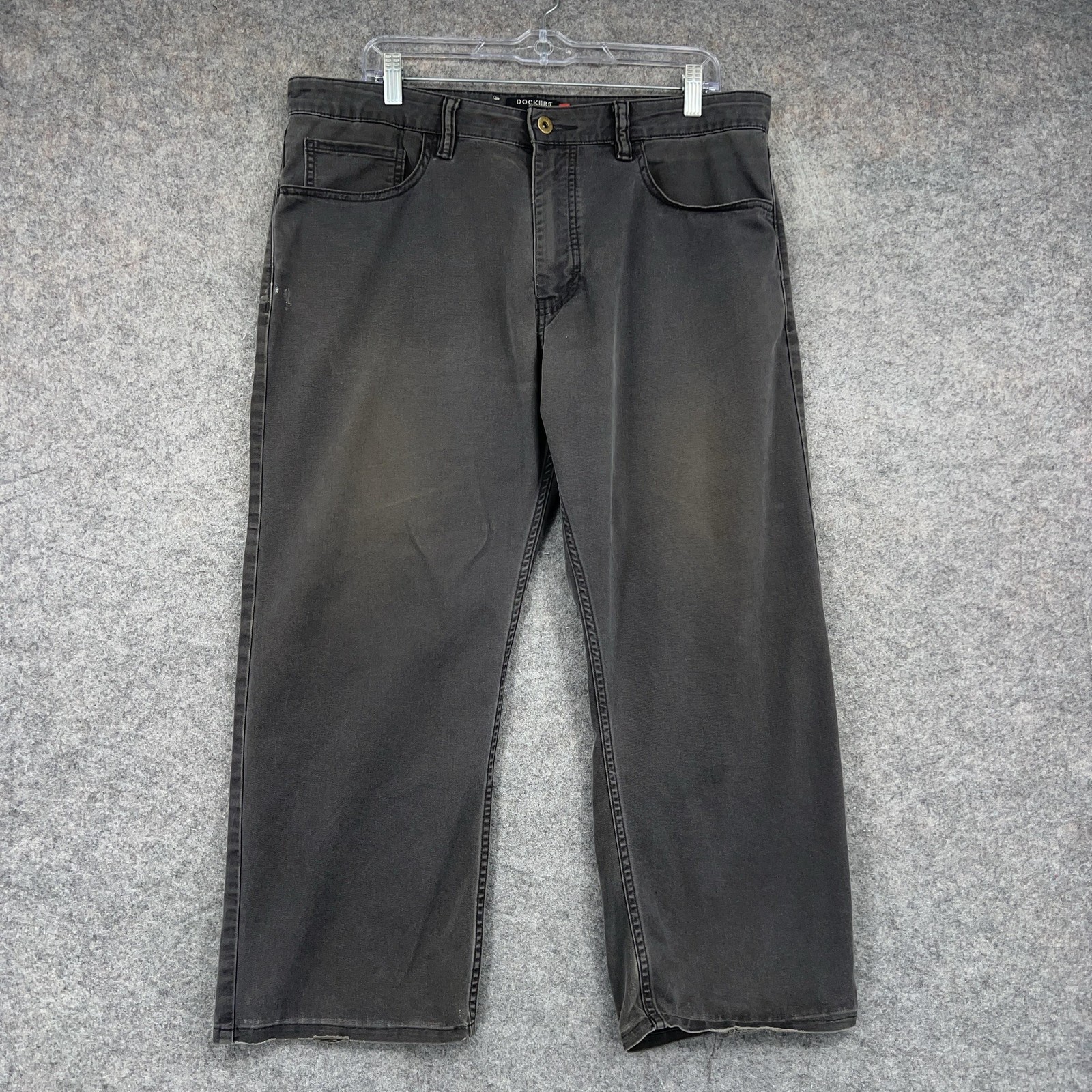 Mens 34x34 Gray Charcoal Wash Denim Straight Leg Stretch Cas