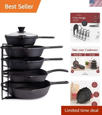 Stylish 5-Tier Pan Organizer in Black - Perfect for Pots, Skillets & Griddles
