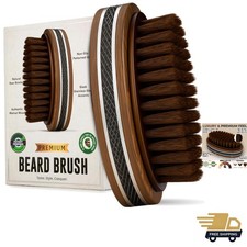 Handmade 4.5" Boar Bristle Beard Brush for Men Natural Walnut Wood Non-Sl...