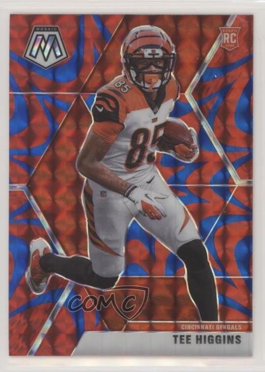 2020 Panini Mosaic Rookies Reactive Blue Mosaic Prizm Tee Higgins #213 9f5