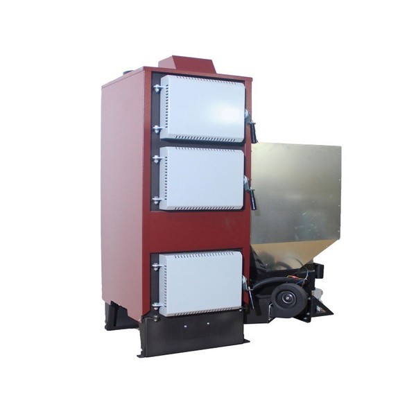 Caldera Polyfuel BOILER 34 con 34 kW pellets + núcleos + leña llenado coche.