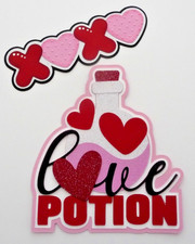 Premade Paper Pieced Title for Scrapbooking Pages, Love Potion, Valentine's Day