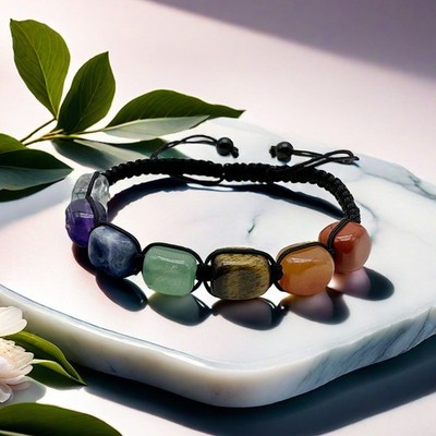 7 Chakra-Perlen-Kristall-Edelsteinarmband Angststein-Schmuck Heilung Reiki