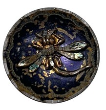 Antique Concave Brass Shank Button Dragonfly