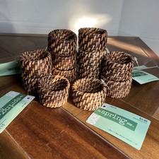 Set Of 12 Rattan wicker napkin rings Boho MCM New With Tags Hobby Lobby