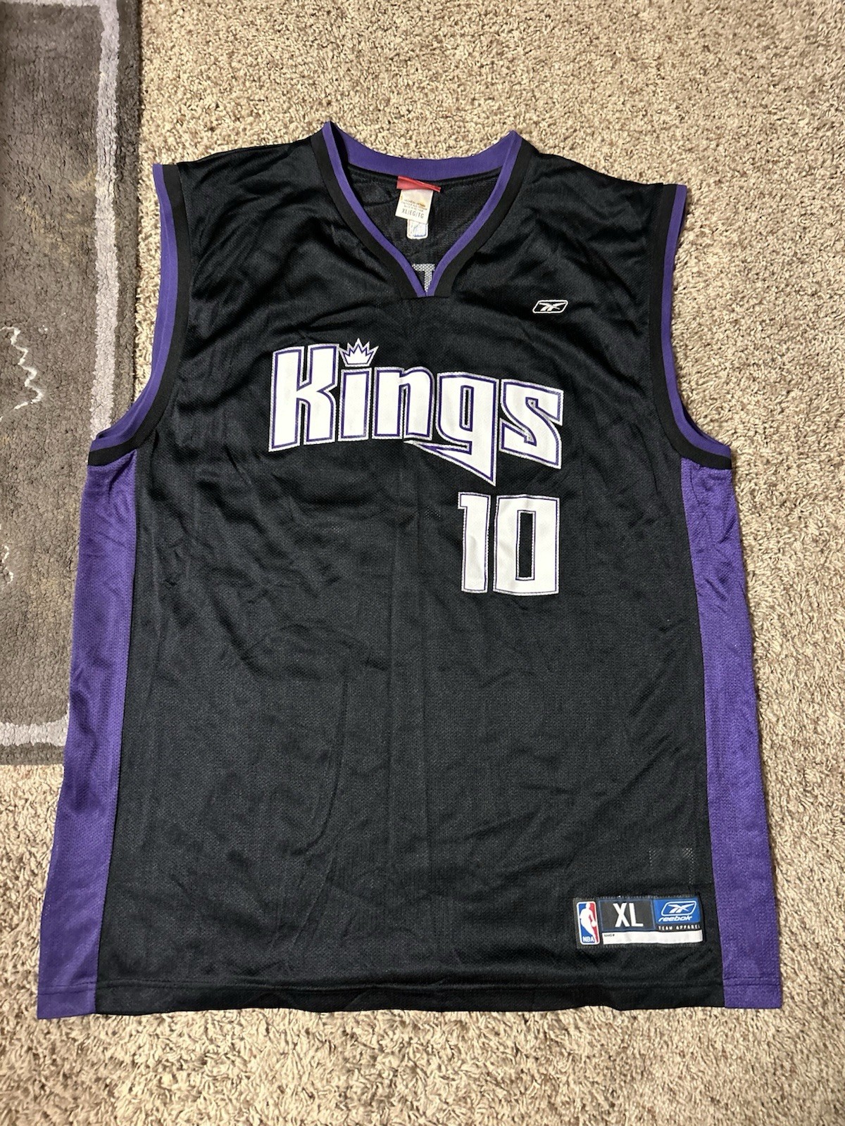 Men’s VTG NBA Reebok Sacramento Kings Jersey Mike Bibby #10 Black Purple Sz XL