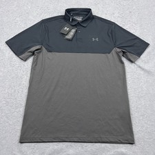 NEW Under Armour Men’s Large Tall LT Gray Performance Polo 2.0 Colorblock Golf