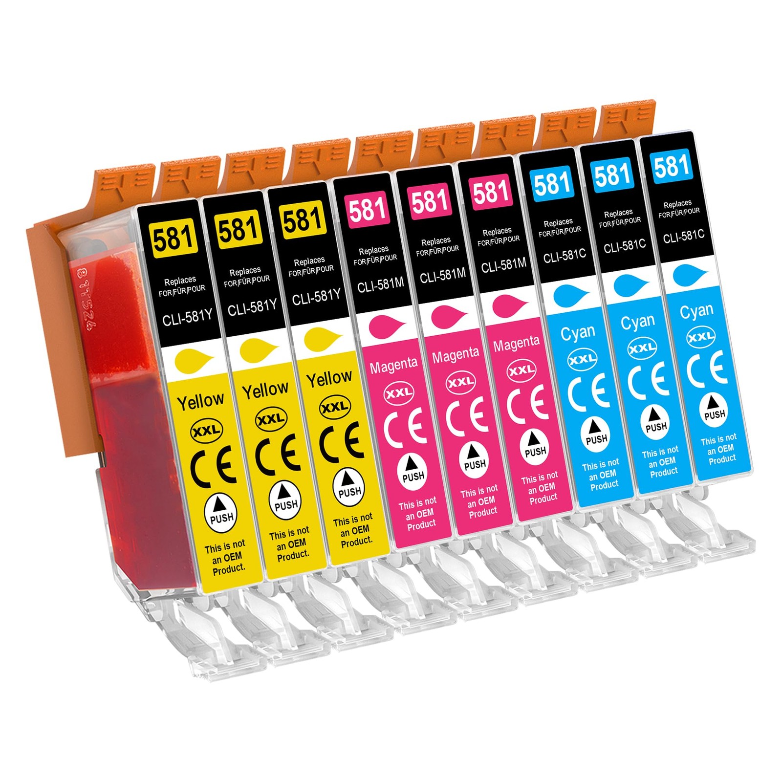 Cartouches d'encre compatibles Canon CLI581 CLI-581XXL lot de 9 pour imprimante jet d'encre