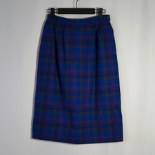 Vintage Pendleton Wool Preppy Plaid Skirt Size 4P Blue Twee Academia Schoolgirl