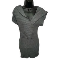 GUESS Jeans Charcoal Heather Knit Sweater Dress Cowl Neck Half Zip Bodycon M