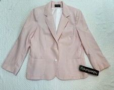 Vintage Haberdashery Pink White Seersucker Blazer Jacket Women&rsquo;s 14 NWT USA