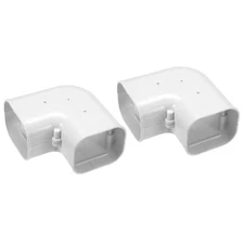 2Pcs PVC Decorative Line Cover 0.39ft L x 3" W Flat Elbow Protect Tubing White